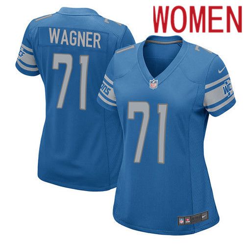 Women Detroit Lions 71 Ricky Wagner Nike Blue Player Game NFL Jersey